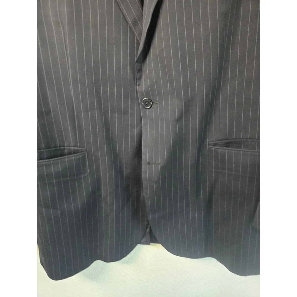 Brooks Brothers Mens 46L Navy Pinstripe 100% Wool 2-Button Blazer Sport Coat EUC